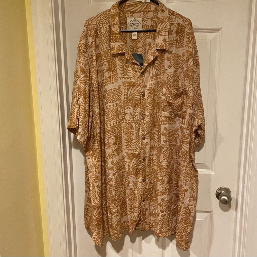 St. John’s Bay Mens Hawaiian Classic Fit 4XLT Cotton Shirt 4XL Tall NWT